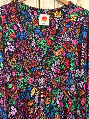 FARM Rio Tropical Garden Midi Dress V-Neck Viscose Size Large Retail $275🌺 thumbnail 6