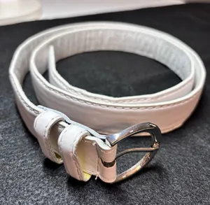 Classic White Leather Belt with Silver-Tone Buckle thumbnail 1