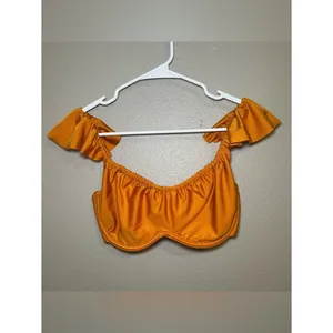 Abercrombie & Fitch Curve Love Satin Orange Ruffle Strap Bikini Set Women’s XS thumbnail 2