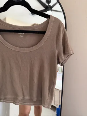 Hollister Scoop Neck Short Sleeve Top - Brown Taupe thumbnail 2