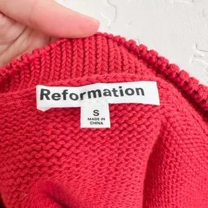 Reformation | Allegra Cotton Halter Scarf Knit Sweater Tank Sun-Dried Tomato Red thumbnail 6