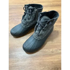 Sperry Saltwater Herringbone Wool Duck Boots Black Grey STS99766 Womens 10M thumbnail 5