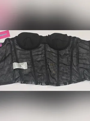 Y2K Mall Goth Checkerboard Mesh Corset Top Edikted NWT XS thumbnail 7