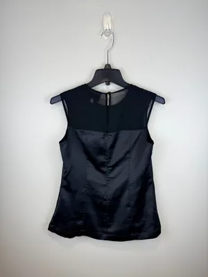 Tuckernuck NWT Black Satin Mesh Sleeveless Top Size Small thumbnail 6