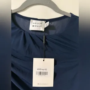 NWT Hello Molly Oceans Secret Long Sleeve Mesh Mini Dress Navy Size S thumbnail 10