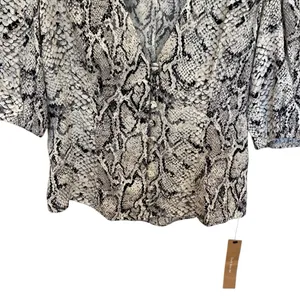 New Reformation Eliana Button Down Top In Snakeskin thumbnail 5