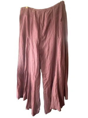 New Free People Harem Cropped Pants Pull On drawstring Large Rose thumbnail 2