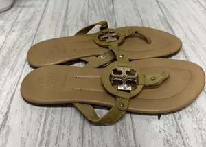 Womens Size 8 Tory Burch Miller Sandals Tan thumbnail 1