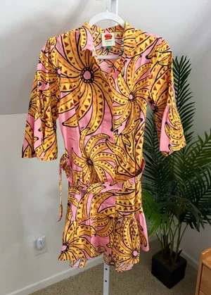 Farm Rio Banana Floral Mini Dress Size Medium thumbnail 1