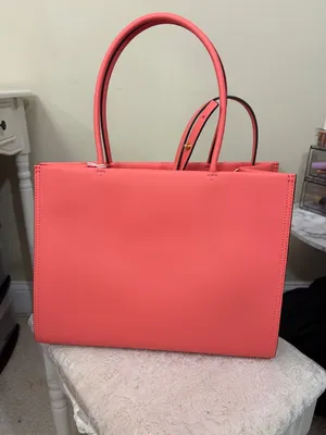 NWT Tory Burch Ella Small Tote in Coral Crush thumbnail 6