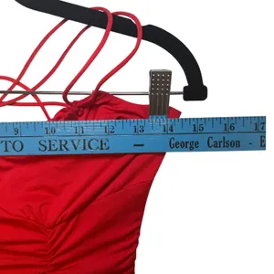 Hello Molly Red Ruched Mini Dress Bodycon V-Neck Strappy Cross Back A02460-red-8 thumbnail 3