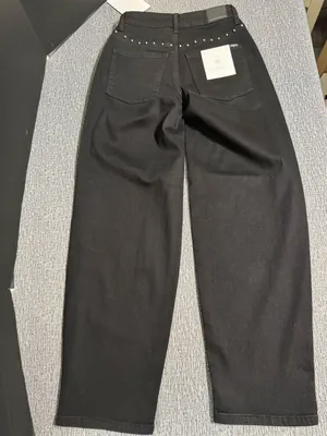 I&M High Rise Black Barrel Studded Jeans thumbnail 3