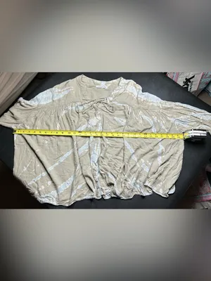 Young Fabulous & Broke Size L Beige Tie Dye Long Sleeve Peasant Blouse thumbnail 6