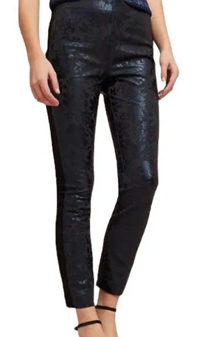 Anthropologie The Essential Skinny Pants Black Jacquard Paisley Foil Print 0 thumbnail 1