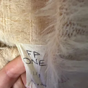 Free People Fuzzy Eyelash Knit Turtleneck Sweater Cream Oversized Cozy thumbnail 2