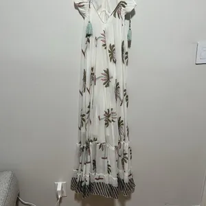 Roller Rabbit Morjim‎ Palm Venezia Maxi Tassel Cream Dress Size Medium thumbnail 8