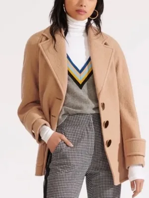 Veronica Beard Bjorn Belted Wool Coat Camel Tan Medium thumbnail 1