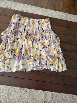 Anthropologie Size Medium Somerset Print Mini Ruffle Tiered Skirt thumbnail 2