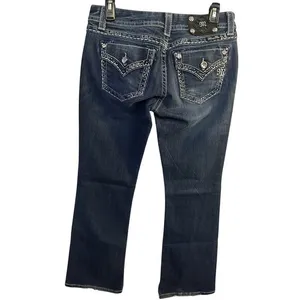 Miss Me Jeans Low Rise Easy Boot Size 28 Embellished Flap Pockets Thick Stitch thumbnail 2
