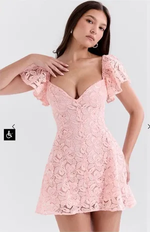 House of CB Verity Impatiens Pink Lace Mini Dress Women’s Size Large TALL thumbnail 1
