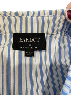 Bardot Cut Out Striped Maxi Dress Blue Size XS Coastal Preppy Cottagecore Summer thumbnail 3