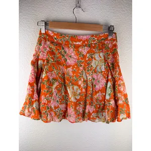 Free People End Of The Island‎ Godet Floral Print Pleated Mini Skirt Size 2 thumbnail 3