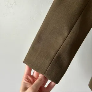 Banana Republic Riding Jacket Blazer Wool Blend Olive Brown Sze 4 Preppy Neutral thumbnail 2
