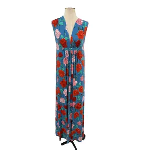 Rachel Pally Wildflower Long Sleeveless Caftan Floral Maxi Dress Blue Size Small thumbnail 2