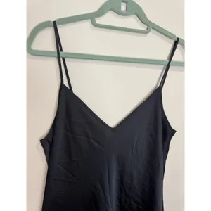 Aritzia Wilfred Only Slip Satin Midi Dress Black sz L LBD thumbnail 2