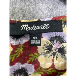 Madewell Floral Violet Pansy Blouse Burgundy Long Sleeve Peplum XS Fall Florals thumbnail 5