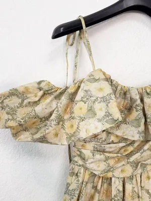 En Saison Blaine Off Shoulder Mini Dress in Buttercup Sage Small $138 thumbnail 3