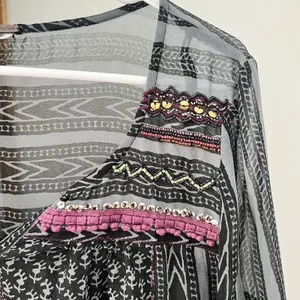 Free‎ People "Feather in the Wind" Sheer Boho Airy Embellished Tunic Size S thumbnail 3