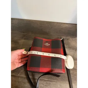 Coach Mini Town Bucket Bag Buffalo Plaid Red Black Crossbody C1548 thumbnail 10