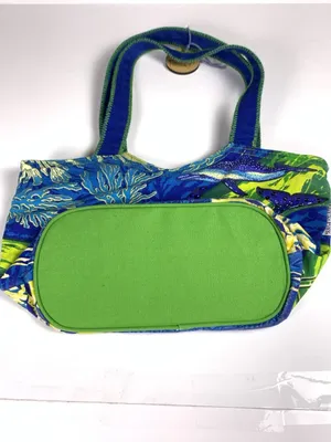 Guy Harvey Dolphin Sequin Tote Bag Blue Green Beach Resort Ocean Coral 14x10 thumbnail 12