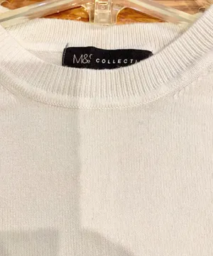 M&S Marks & Spencer White Knitted Crew Neck Short Sleeve Top – US 10 / UK 12 thumbnail 14