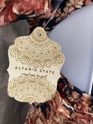 Altar'd State Annmarie Navy/Brown Floral Cutout Dress thumbnail 5