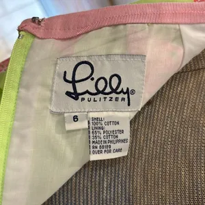 Lilly Pulitzer fully lined pink and green umbrella print pencil skirt thumbnail 7