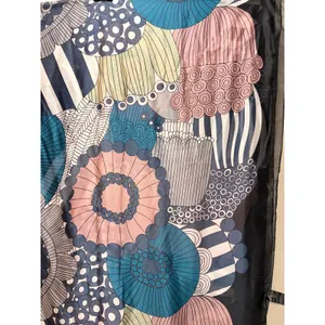 Silk Blend Square Scarf Teal Blue Pink Mod Floral Geometric Lightweight thumbnail 6