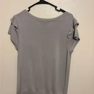 Banana Republic Gray Knit Flutter Sleeve Sweater Top Size L thumbnail 8