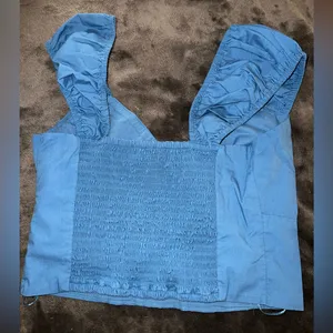 Abercrombie Cap Sleeve Poplin Top in Blue Size Small thumbnail 8