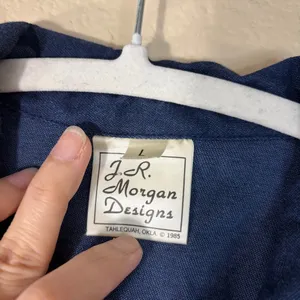 Vtg J.R. Morgan Designs Women’s Blue Jean Full Zip Appliqué Jacket Sz L Teacher thumbnail 4