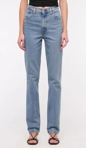 ABERCROMBIE & FITCH The 90’s Straight Ultra High Rise jeans in medium thumbnail 1