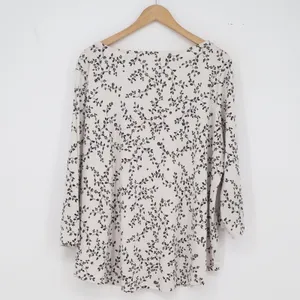 Emaline Top Woman 2X Floral White Black 3/4 Sleeve Scoop Neck Excellent thumbnail 4