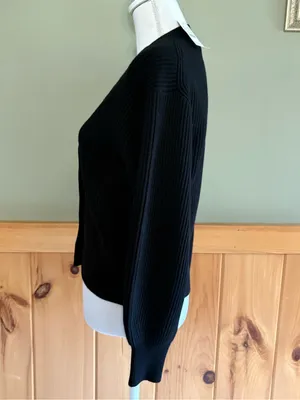 J. Crew Black Ribbed V-Neck Button-Up Cardigan NWT size XXS thumbnail 3