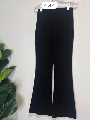 Halara size small black ribbed flare lounge pants Elastic waist thumbnail 4