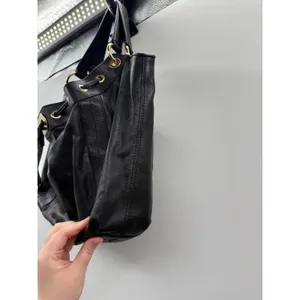 Michael Kors‎ Black Pebbled Leather Hobo Bag Large Gold Hardware Drawstring Y2K thumbnail 7