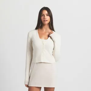 NWT Skims featherweight Cashmere cardigan women's size XS in egret ivory thumbnail 3