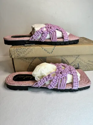 Free People Sandri Macrame Sandals Lavander casual classic summer beach vacation thumbnail 2