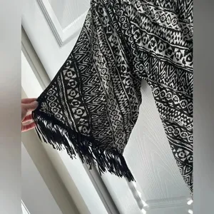 Cinco Ranch Womens Black/White Long Sleeve Tassel Dress Size Large thumbnail 11