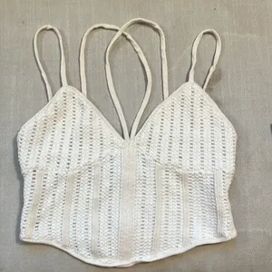 Zara Cream Crochet Knit Crop Cami Top Sz S thumbnail 2